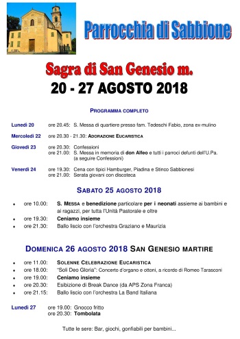 Sagra Sabbione 2018